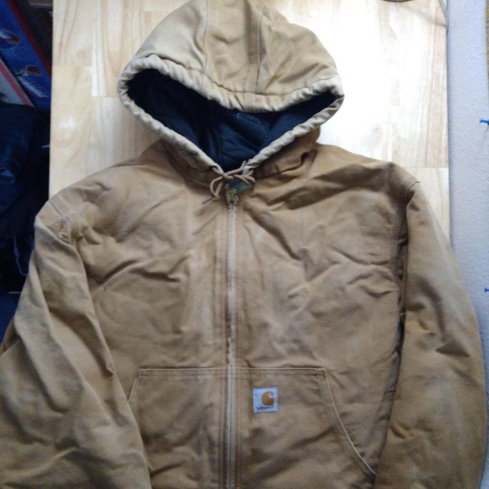 Vintage Carhartt Quilted Lined Hooded Jacket Coat J140-BRN USA Made